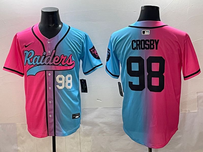 Men 2025 Oakland Raiders #98 Crosby Blue pink Nike Limited NFL Jersey style 006